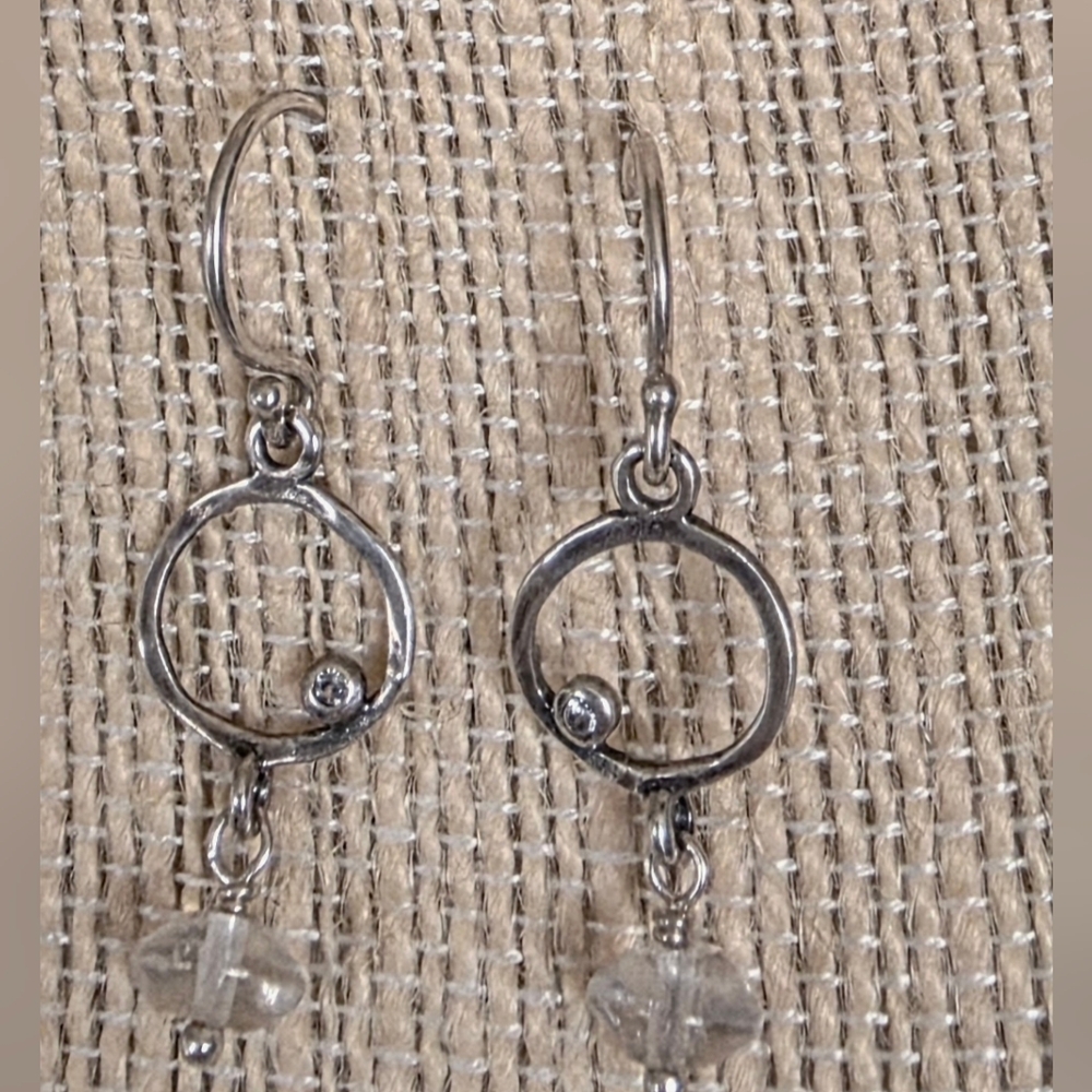 Silpada W2369 Sterling Silver Small Orbiting Moon Quartz Dangle Earrings